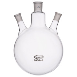 Glassco Round Bottom Flask Three Necks 2000ml Centre Neck 24/29 Angled 19/26