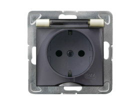 IMPRESJA Gniazdo hermetyczne z uziemieniem schuko IP-44 wieczko przezroczyste ecru GPH-1YS/m/27/d OSPEL