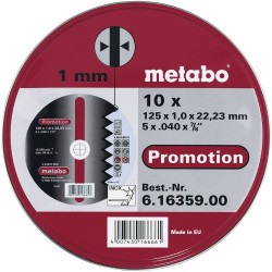 Metabo 616359000 Cutting Disc 125mm Steel/Stainless 10pcs Multipurpose