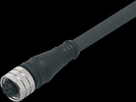 Sensor actuator cable, M12 cable socket, straight, A to open end, 8 pole, 2 m, PUR, black, 2 A, E80021
