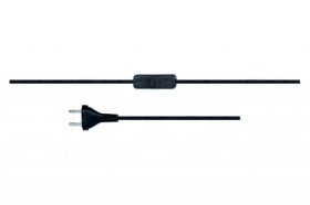 Przewód przyłączeniowy - wtyczka płaska OMYp 2x0,75mm2 - 2m - z wyłącznikiem - czarny