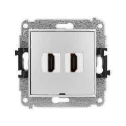ICON Mechanizm gniazda podwójnego HDMI 2.1, 8K, bez pola opisowego srebrny metalik 7IHDMIBO-6