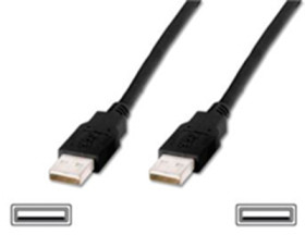 USB 2.0 connection cable, USB plug type A to USB plug type A, 1 m, black, AK-300101-010-S