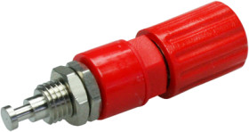 Pole terminal, 4 mm, red, 33 VAC/70 VDC, 36 A, solder connection/cable lug, nickel-plated, POL 6718 NI / RT