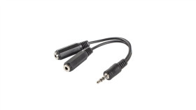 Adapter Minijack Stereo (M) - 2X Minijack Stereo (F) 10Cm Czarny Ad-0024-Bk