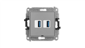 Icon Mechanizm Gniazda Podwójnego 2Xusb A-A 3.0, Bez Pola Opisowego Szary Mat...