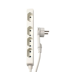 Przedłużacz 4gn 1,8m SLIM biały na wtyki płaskie