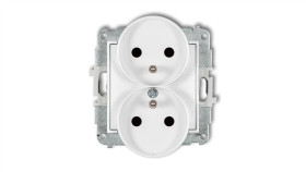 Mini Gniazdo Podwójne Z/U Z Przesłonami Białe Mgpr-2Zp