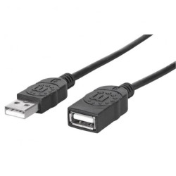 Kabel USB 2.0 A-A M/F 1.8M Czarny Hi-Speed USB-A/USB-A 338653