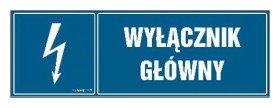 ZNAK - HH012 Wyłącznik główny - arkusz 8 naklejek - arkusz 8 naklejek 10 x 3,3 cm FN - Folia samoprzylepna