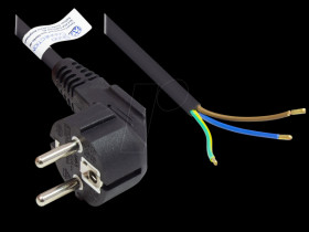P0185-S015 power cord type E+F CEE 7/7 &gt; open ends, black, 0,75 mm², 1,5 m
