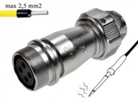 Gniazdo przemysłowe; 4 piny; przewód 2,5mm2; 25A