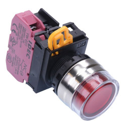 YW4L-MF2E01Q4R Red 24V illuminated 22mm Metal Bezel Momentary Shrouded Push Button Switch NC IP65 IDEC