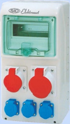 Rozdzielnica RSS-02 okienko 8 modułów okablowana 1x63A 3P+N+Z 400V, 1x32A 3P+N+Z 400V, 3x16A 2P+Z 250V IP44 942025