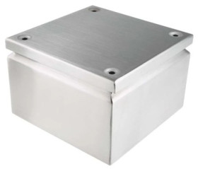 Puszka elektroinstalacyjna, 200 x 200 x 120mm, IP66, kolor Niemalowany, materiał Stal nierdzewna, 0-wejściowa, RS PRO