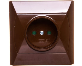 AKCENT Gniazdo pojedyncze b/u z przesłonami brązowe GP-1AP/24