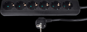 Power strip, 6-way, 5 m, black