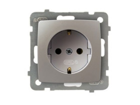 KARO Gniazdo pojedyncze z uziemieniem schuko IP-20 zaciski gwintowe srebrny perłowy GP-1SS/m/43 OSPEL