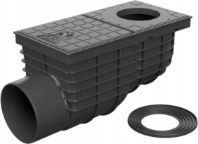 Osadnik rynny rynnowy czyszczak boczny studzienka czarny odpływ 110mm