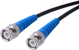Coaxial cable, BNC plug (straight) to BNC plug (straight), 50 Ω, RG-58C/U, grommet blue, 750 mm, C-00459-0.75M