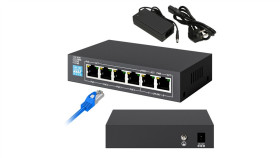 Switch Poe 4X 100Mb/S Poe/Poe+, 2X Rj45 Uplink 100Mb/S, 60W Extralink Euros V2