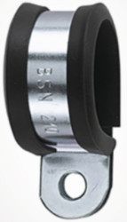 Clamp, (W) 12.7 mm, mounting Ø 5.1 mm, clamping range 16-17 mm, steel, galvanized, silver/black, 166-50602