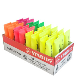 STABILO UK/72/32-1 Highlighter NEON Store Pack 32pcs 5 Assorted Colours NEW