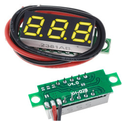 Woltomierz DC LED, miniaturowy miernik 0.28" - żółty