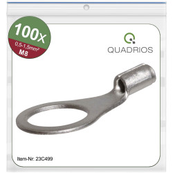 Quadrios 23C499 Ring Terminal 100 pcs 1.5mm&#xB2; Hole &#xD8; 8.5mm Non-Insulated