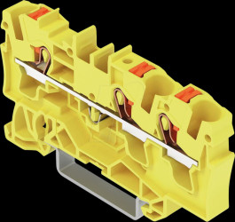 2204-1306 3-wire feed-through terminal, with pusher 4 mm², yellow
