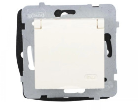 ARIA Gniazdo bryzgoszczelne z/u IP44 wieczko kolor ecru GPH-1UZ/m/27/w