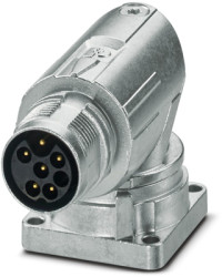 Surface-mounting plug, M17, 6 pole, crimp connection, standard/ONECLICK quick locking system, angled, 1628513