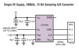 Complete SO-8, 12-Bit, 200ksps ADC with Shutdown