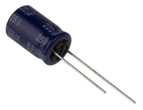 Kondensator 220μF 25V dc Radialny, Otwór przelotowy Panasonic roztaw: 5mm 10 (Dia.) x 16mm