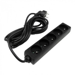 Przedłużacz 5 gniazd 5m z/u 3x1.5mm2 CZARNY