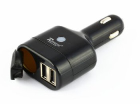 ładowarka samochodowa Reverse 2,1A z dwoma gniazdami USB i gniazdem zapalniczki