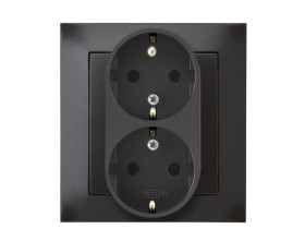 IMPRESJA Gniazdo podwójne z uziemieniem schuko kompletne z ramką antracyt GP-2YS/50 OSPEL