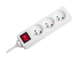 Przedłużacz biały KEMOT 3 gniazda , kabel 3m...