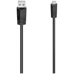 Hama 00200605 USB cable USB 2.0 USB-A to USB-Mini-B 0.75 m Black Silver