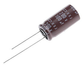 Kondensator 100μF 200V dc Radialny, Otwór przelotowy CHEMI-CON roztaw: 5mm 12.5 x 25mm