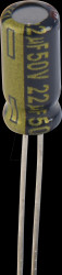 EEUFC1H220 Electrolytic capacitor, radial, 22 µF, 50 V, 105°C, low ESR, AEC