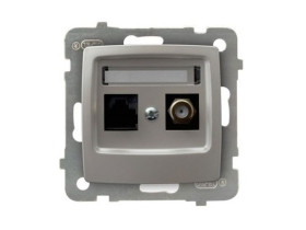 KARO Gniazdo komputerowo-antenowe srebrny perłowy GPKA-S/K/m/43 OSPEL