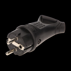 Bryzgoszczelna wtyczka gumowa Uni-schuko z uchwytem IP44 czarna OR-AE-1369 ORNO