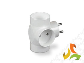 Rozgałęźnik 3x2P "złodziejka" 16A max 250V biały R-30 ABEX