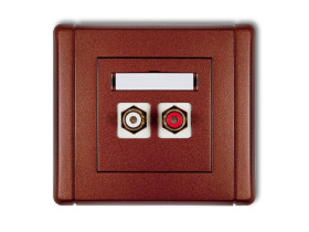 FLEXI Gniazdo RCA podwójne (typu cinch - biały i czerwony pozłacane) brązowy metalik 9FGRCA-2 KARLIK