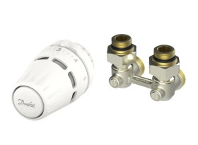 Zestaw termostatyczny kątowy głowica cieczowa Regus RA zawór RLV-KB do grzejników dolnozasilanych Danfoss 015G5309