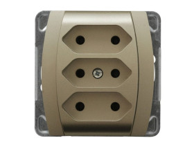 GAZELA Gniazdo potrójne bez uziemienia EURO satyna GP-3J/m/16/16 OSPEL