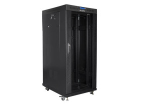 SZAFA INSTALACYJNA RACK STOJĄCA 19 27U 600X800 CZARNA DRZWI SZKLANE LCD LANBERG (FLAT PACK)