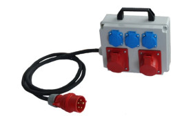 Rozdzielnica budowlana ESP16AW, przenośna, IP44, gniazda: 2x CEE 16A, 3x GS 230V