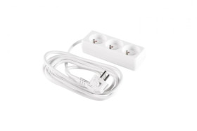 Przedłużacz 3-gniazda z/u 5m /H05VV-F 3G1/ biały PM-BW-3G-50
